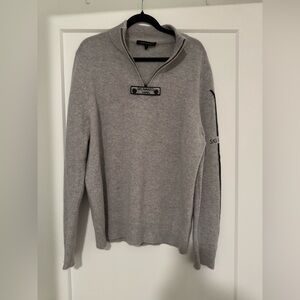 NAKED CASHMERE Mens Quarter Zip Sweater Ski Aspen Naked Storm Gray. Size L